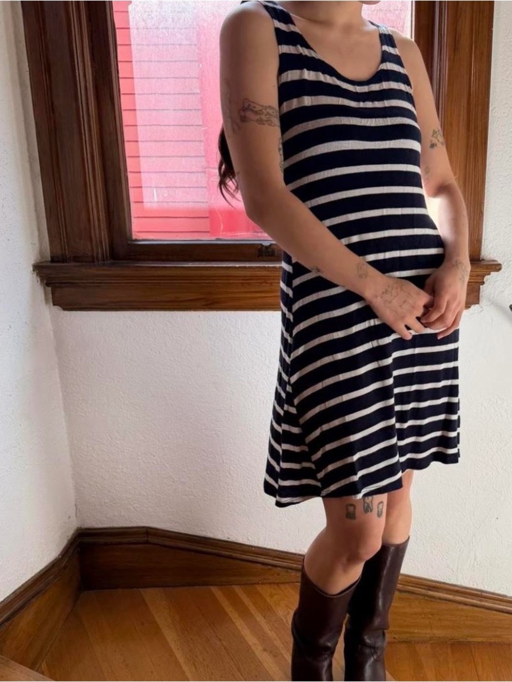 Striped Navy & White Racerback Dress